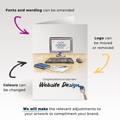 ‘Computer Desk’ Personalised Corporate Branded Creative Industries Greeting Cards image 1