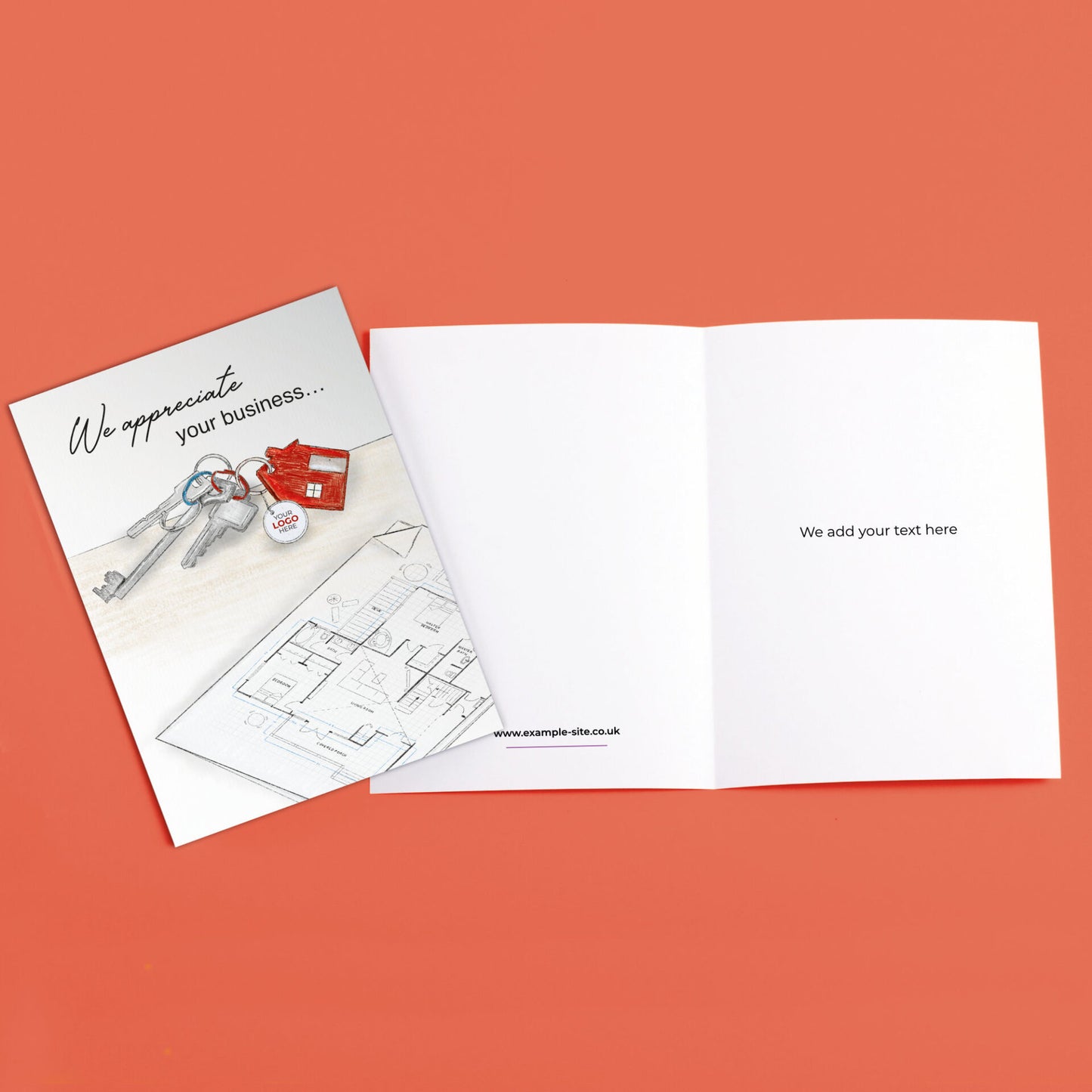 Keys & Floorplan' Personalised Corporate Branded Property Greeting Cards image 3