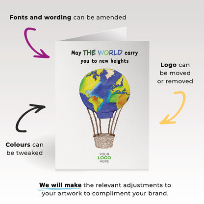 ‘Hot Air Balloon’ Personalised Corporate Branded Travel Greeting Cards image 1
