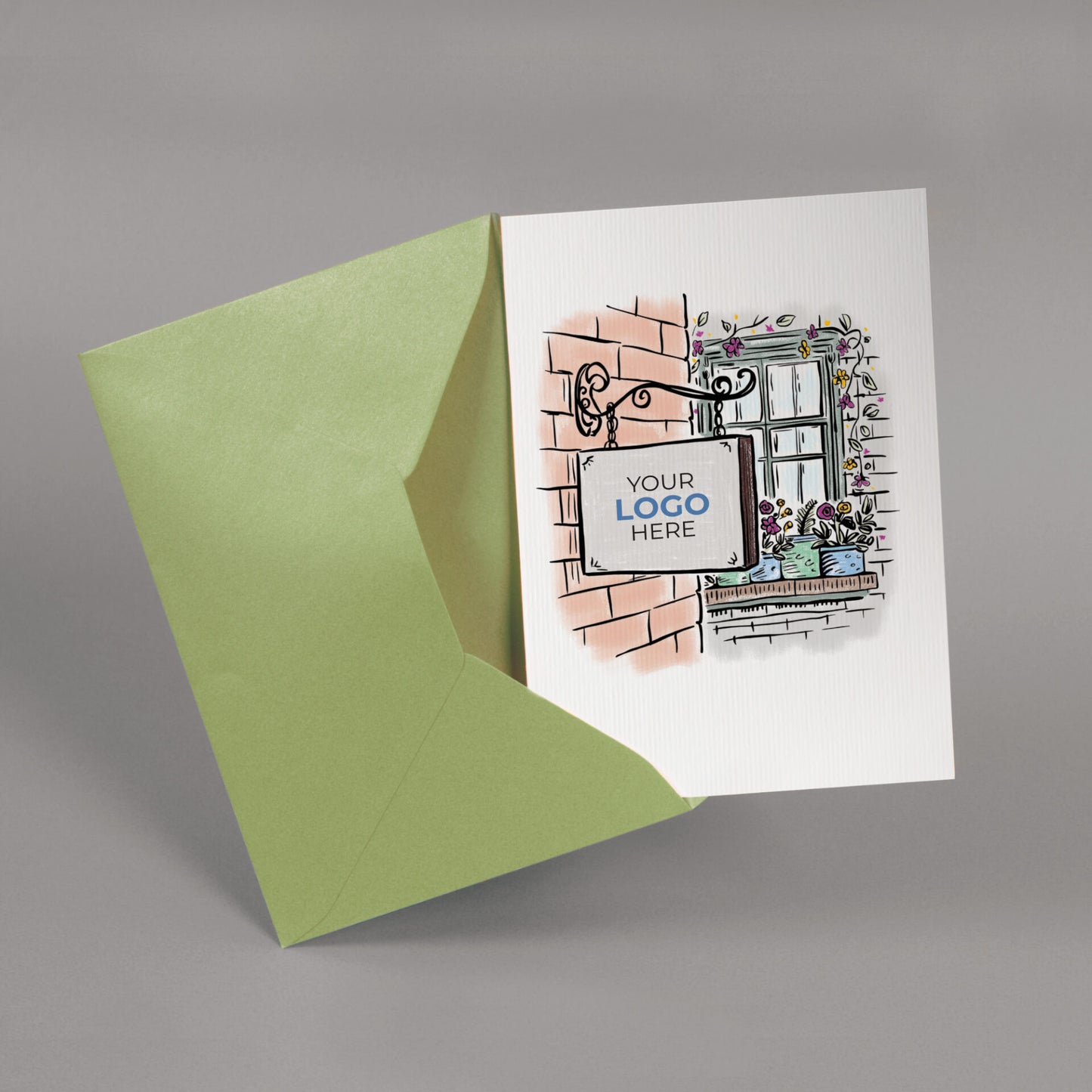‘Hanging Sign’ Personalised Corporate Branded Open Greeting Cards image 2
