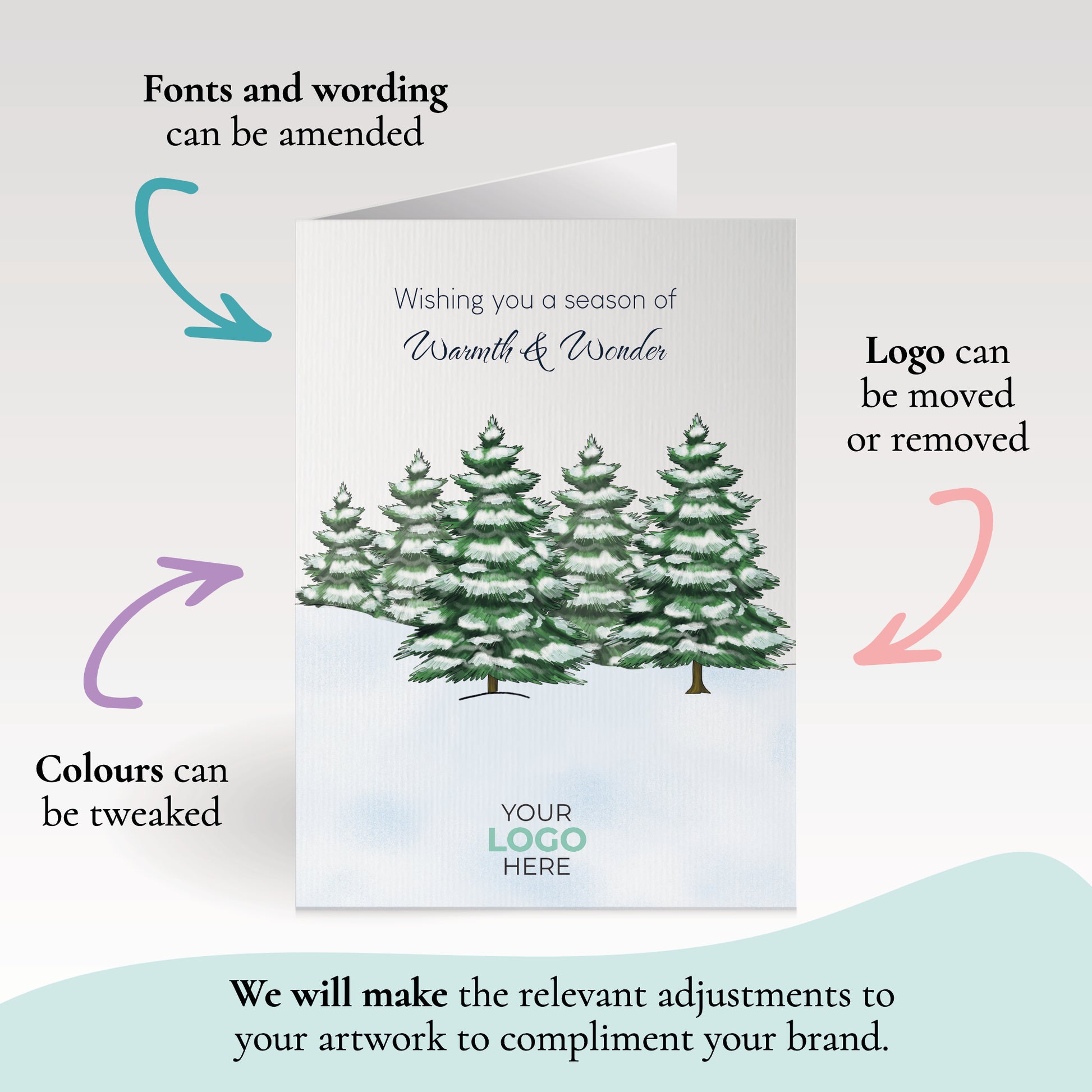 ‘Snowy Trees' Personalised Company Christmas Cards image 2