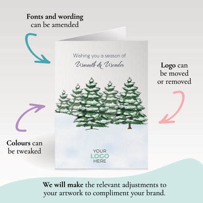 ‘Snowy Trees' Personalised Company Christmas Cards image 2