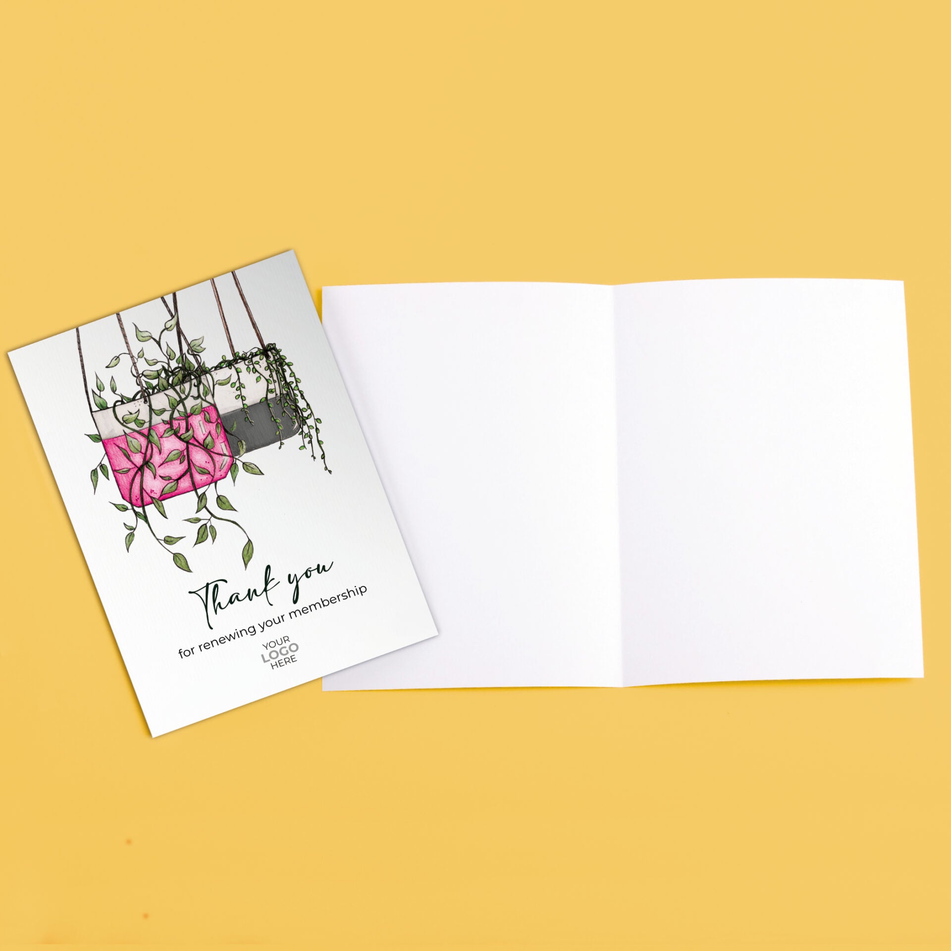 ‘Hanging Plants' Personalised Corporate Branded Renewal Greeting Cards image 3