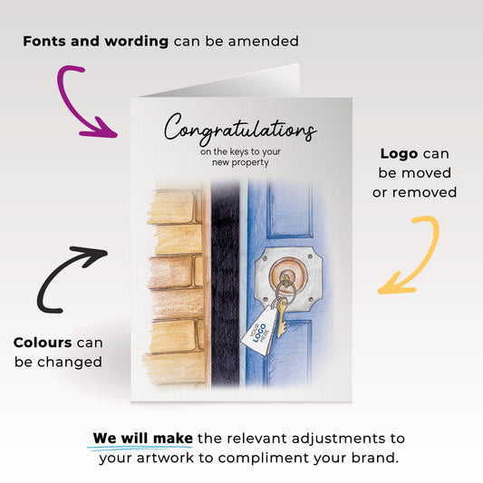 ‘Key in Door’ Personalised Corporate Branded Property Greeting Cards image 1