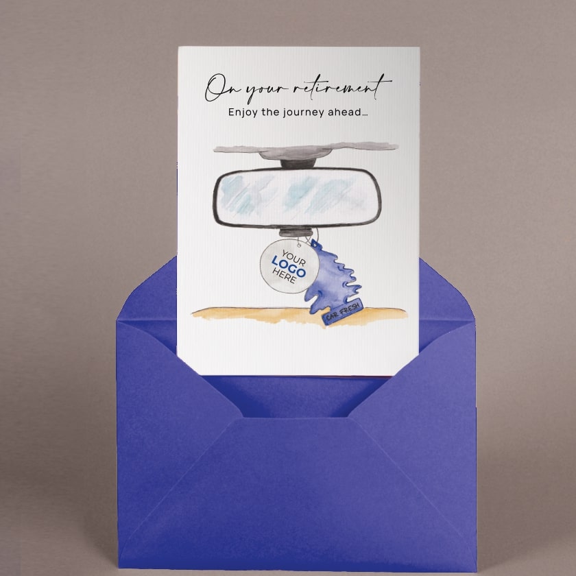 ‘Rearview Mirror’ Personalised Corporate Branded Retirement Greeting Cards image 3