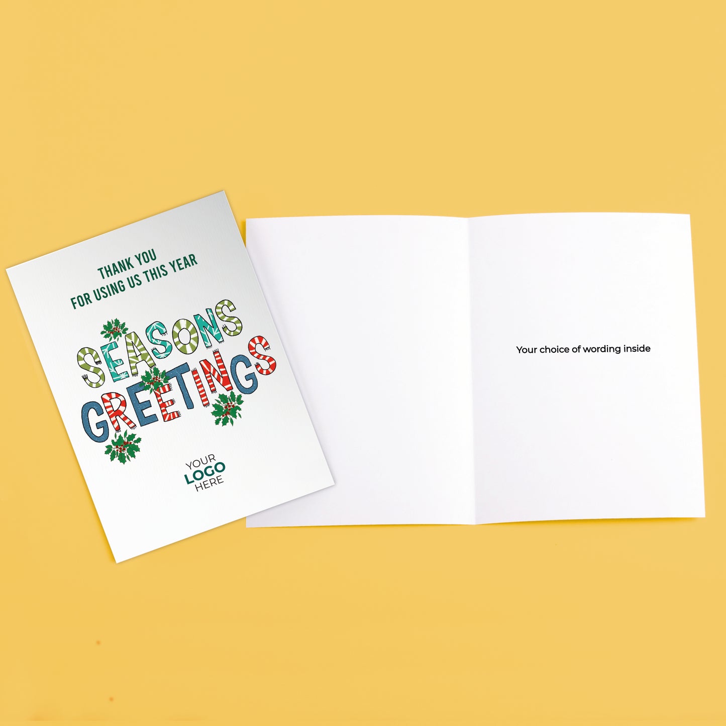 ‘Seasons Greetings Lettering' Personalised Company Christmas Cards image 3