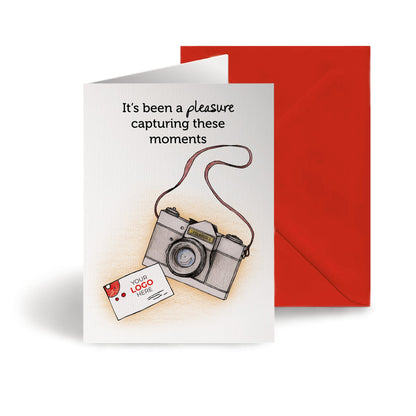‘Camera with Card’ Personalised Corporate Branded Creative Industries Greeting Cards image 0