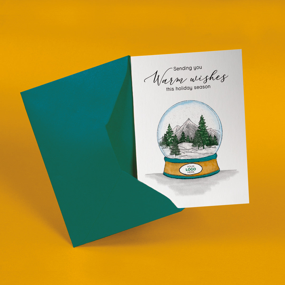 ‘Snow Globe Winter Scene’ Personalised Company Christmas Cards image 1