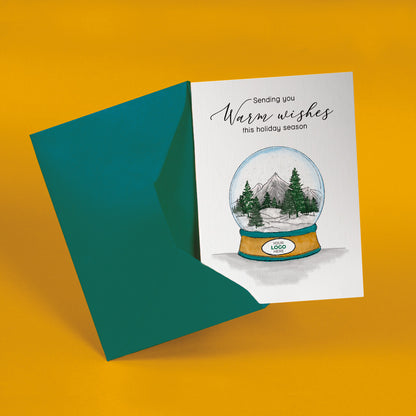 ‘Snow Globe Winter Scene’ Personalised Company Christmas Cards image 1