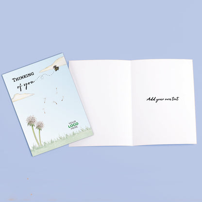 ‘Dandelion’ Personalised Corporate Branded Thinking of You Greeting Cards image 3