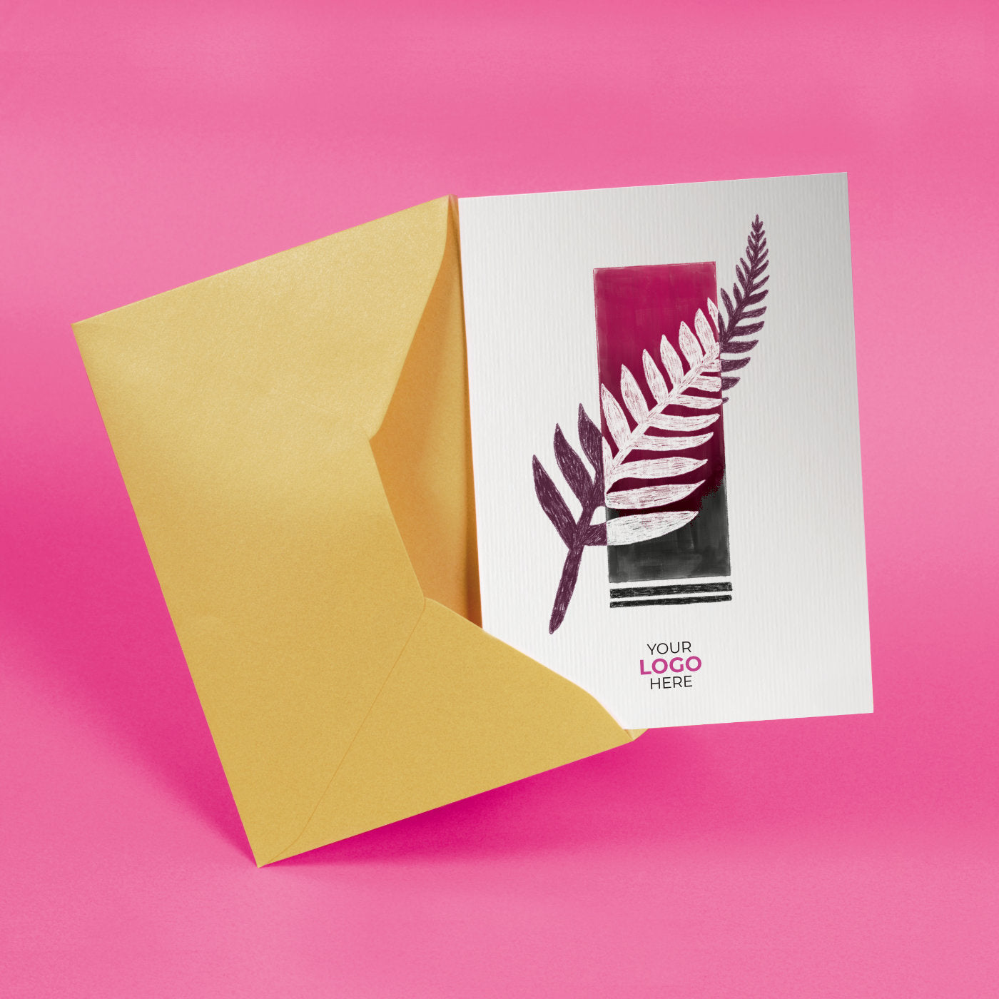 ‘Single Leaf' Personalised Corporate Branded Floral Greeting Cards image 2