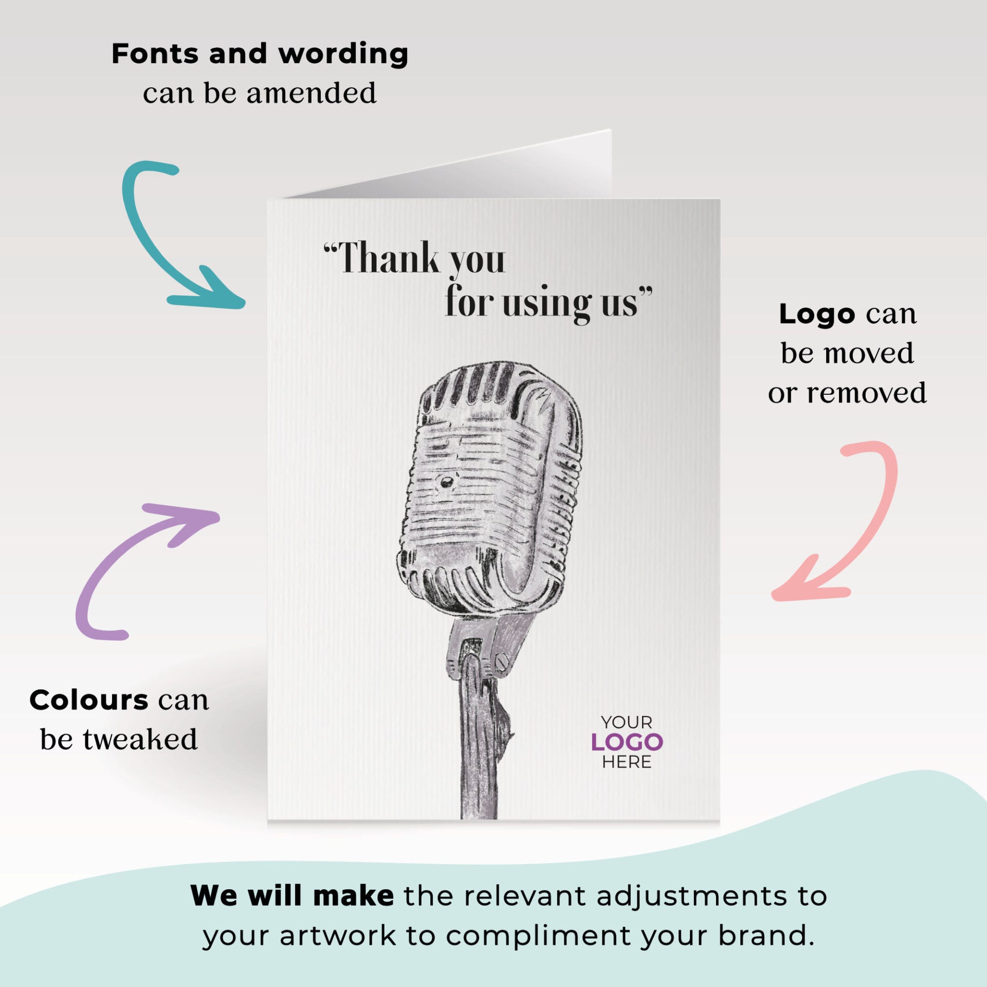 Simple Microphone’ Personalised Corporate Branded Voice, Audio & Writers Greeting Cards image 4