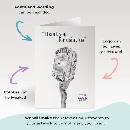 Simple Microphone’ Personalised Corporate Branded Voice, Audio & Writers Greeting Cards image 4