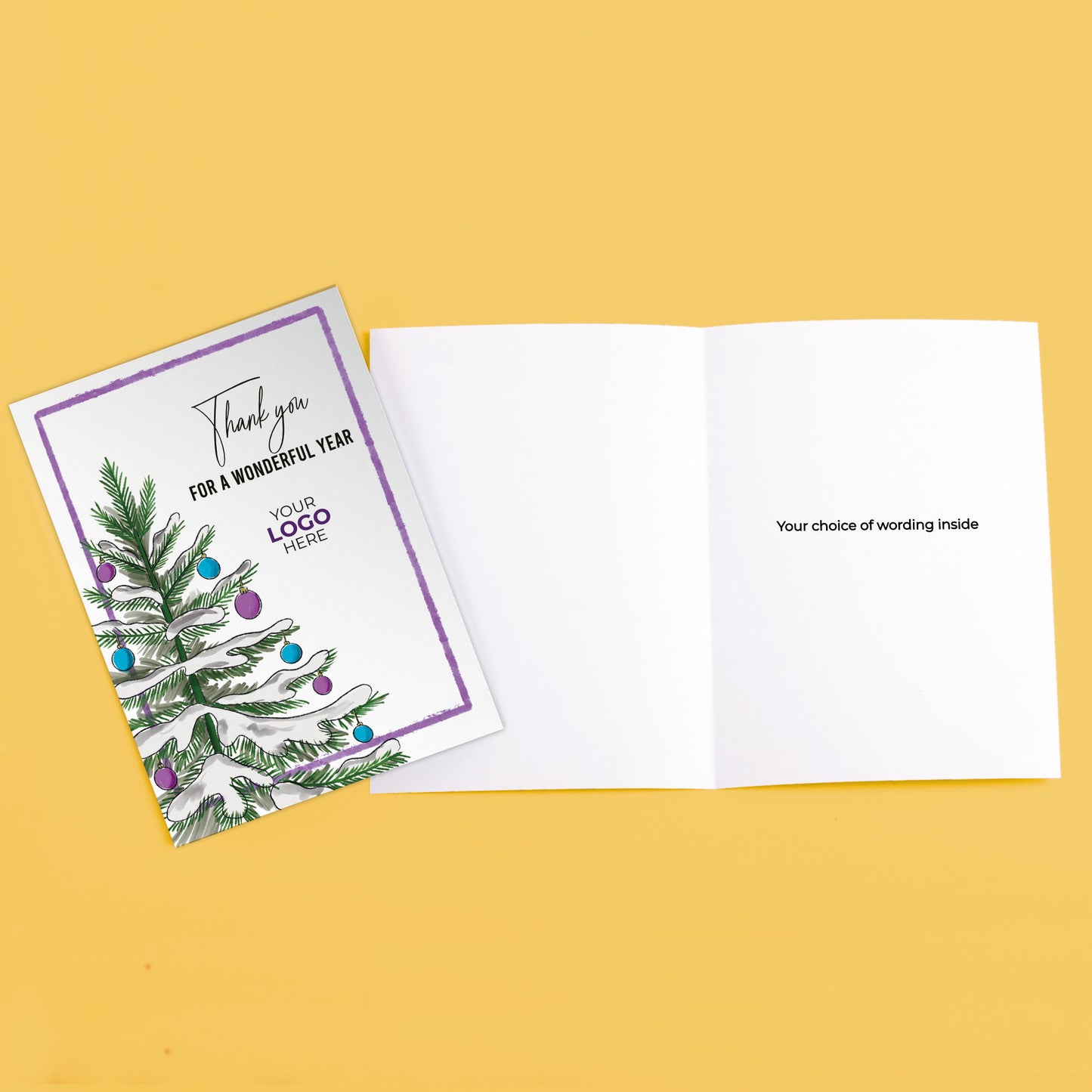 ‘Christmas Tree & Baubles' Personalised Company Christmas Cards image 3