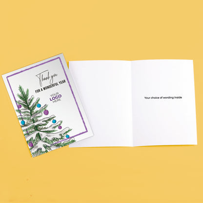 ‘Christmas Tree & Baubles' Personalised Company Christmas Cards image 3
