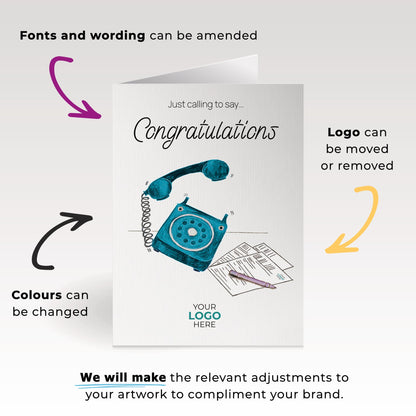 ‘Phone Calling’ Personalised Corporate Branded New Job Greeting Cards image 1