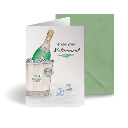 ‘Bottle in Ice’ Personalised Corporate Branded Retirement Greeting Cards image 0