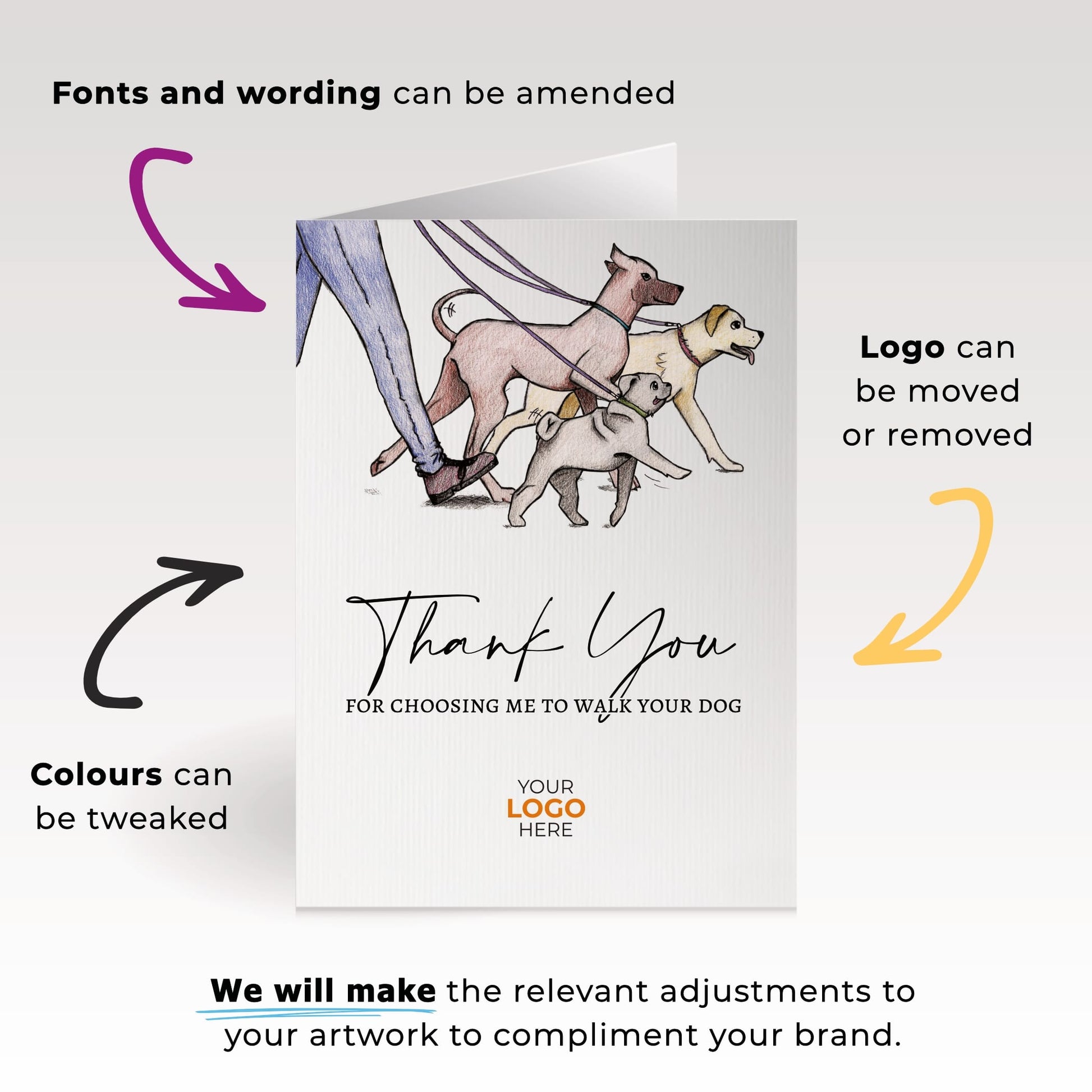 ‘Dog Walking’ Personalised Corporate Branded All Things Dogs Greeting Cards image 1