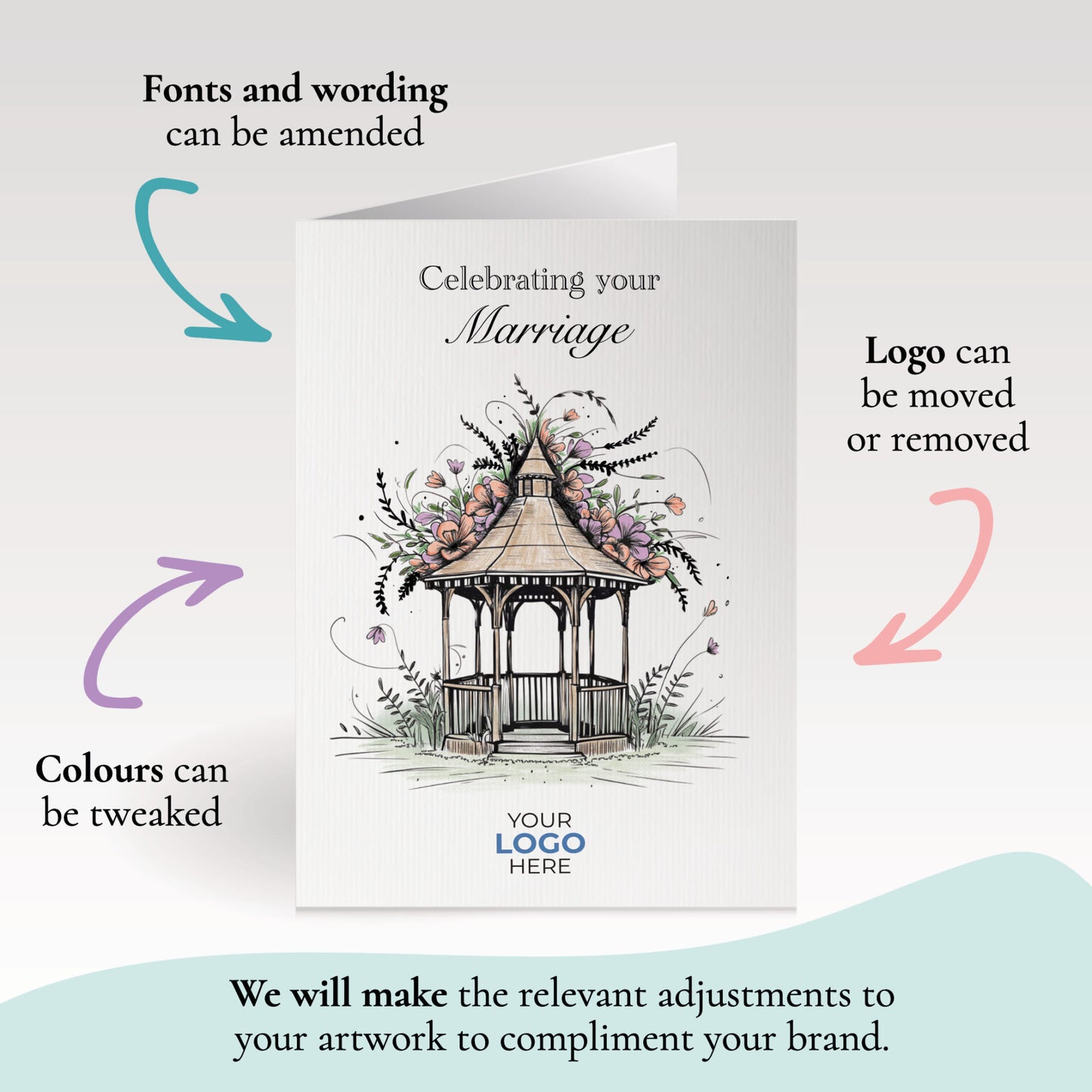 ‘Wedding Gazebo' Personalised Corporate Branded Wedding Greeting Cards image 1
