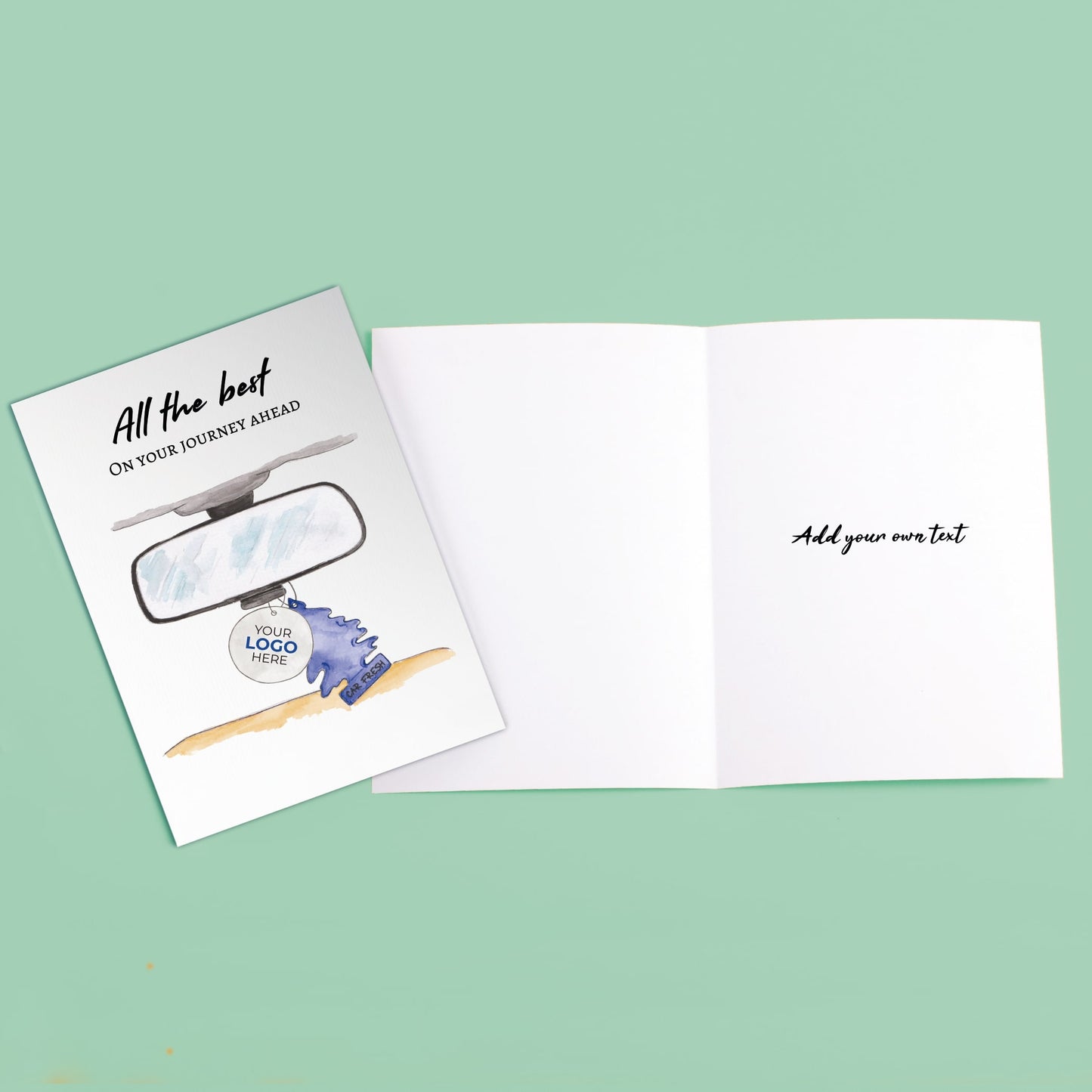 ‘Rearview’ Personalised Corporate Branded Travel Greeting Cards image 2