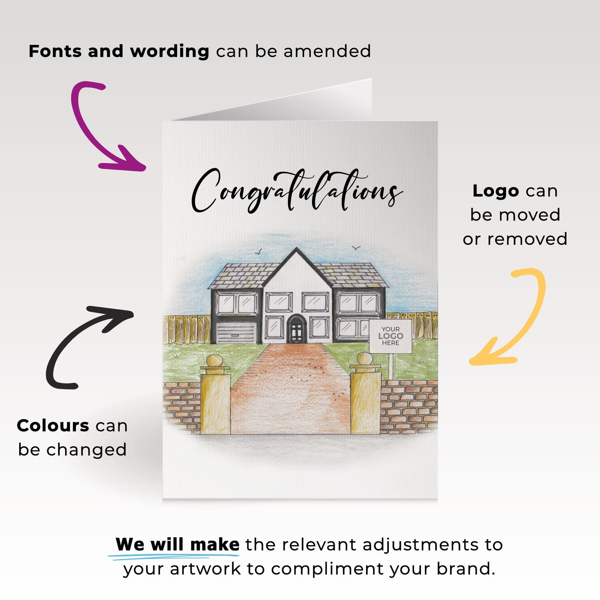 Pillar Entrance House' Personalised Corporate Branded Property Greeting Cards image 1