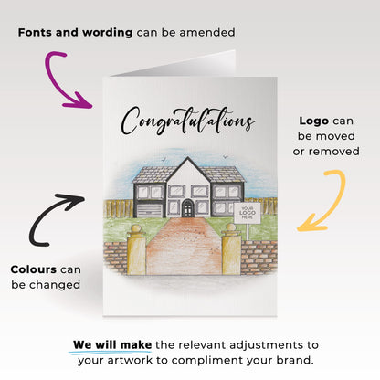 Pillar Entrance House' Personalised Corporate Branded Property Greeting Cards image 1