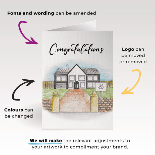Pillar Entrance House' Personalised Corporate Branded Property Greeting Cards image 1
