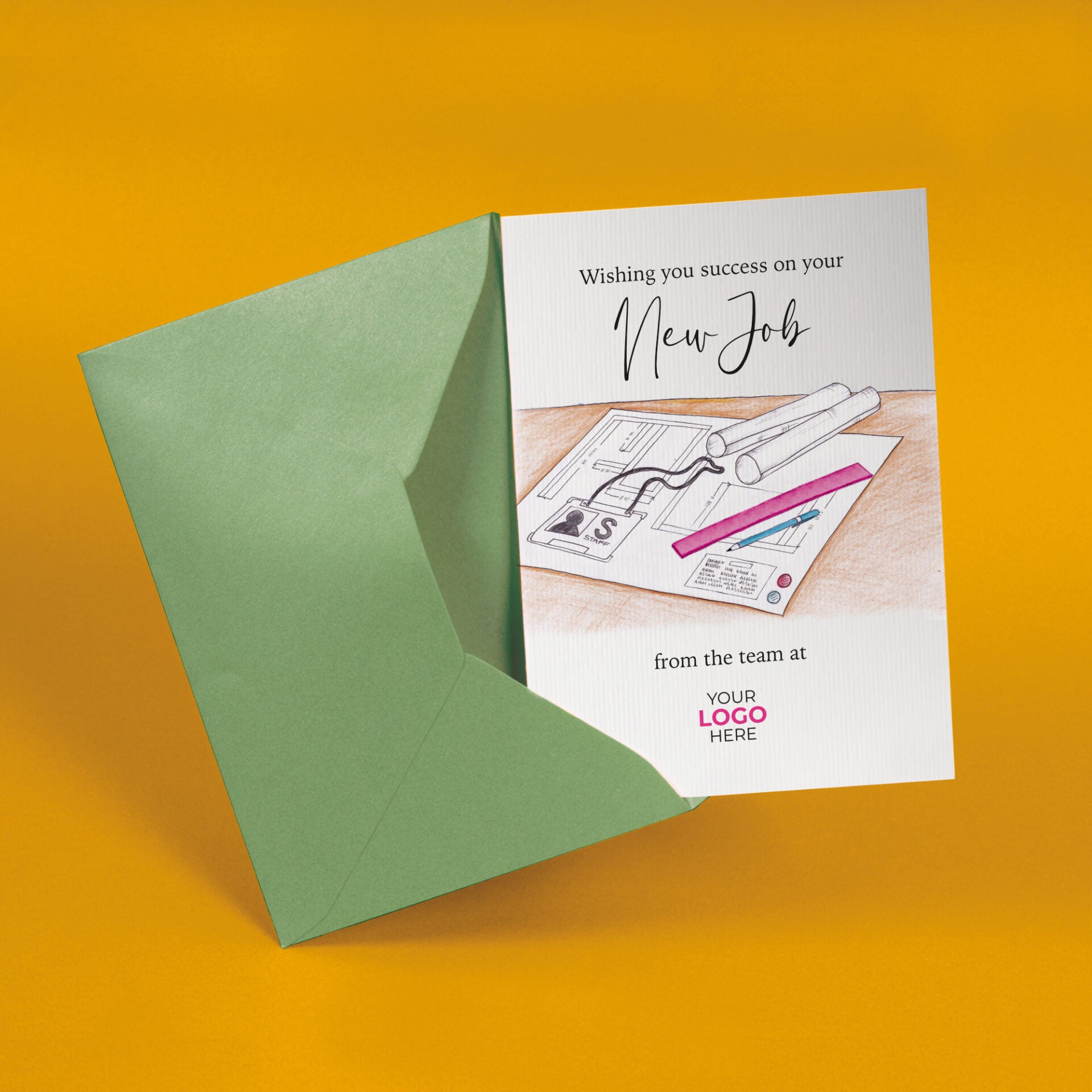 Design Engineer Plans’ Personalised Corporate Branded New Job Greeting Cards image 2