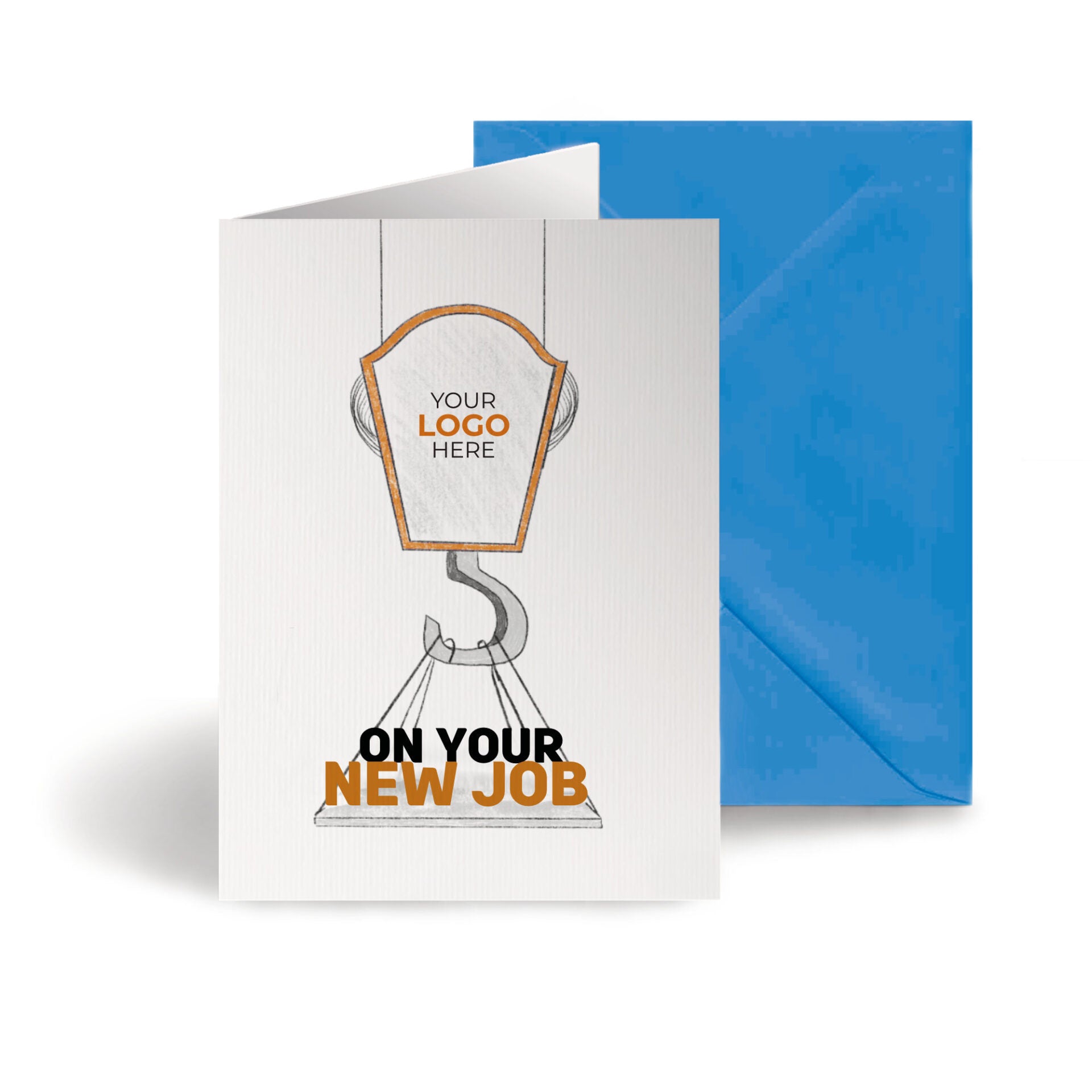 ‘Crane Lifting New Job’ Personalised Corporate Branded New Job Greeting Cards image 0