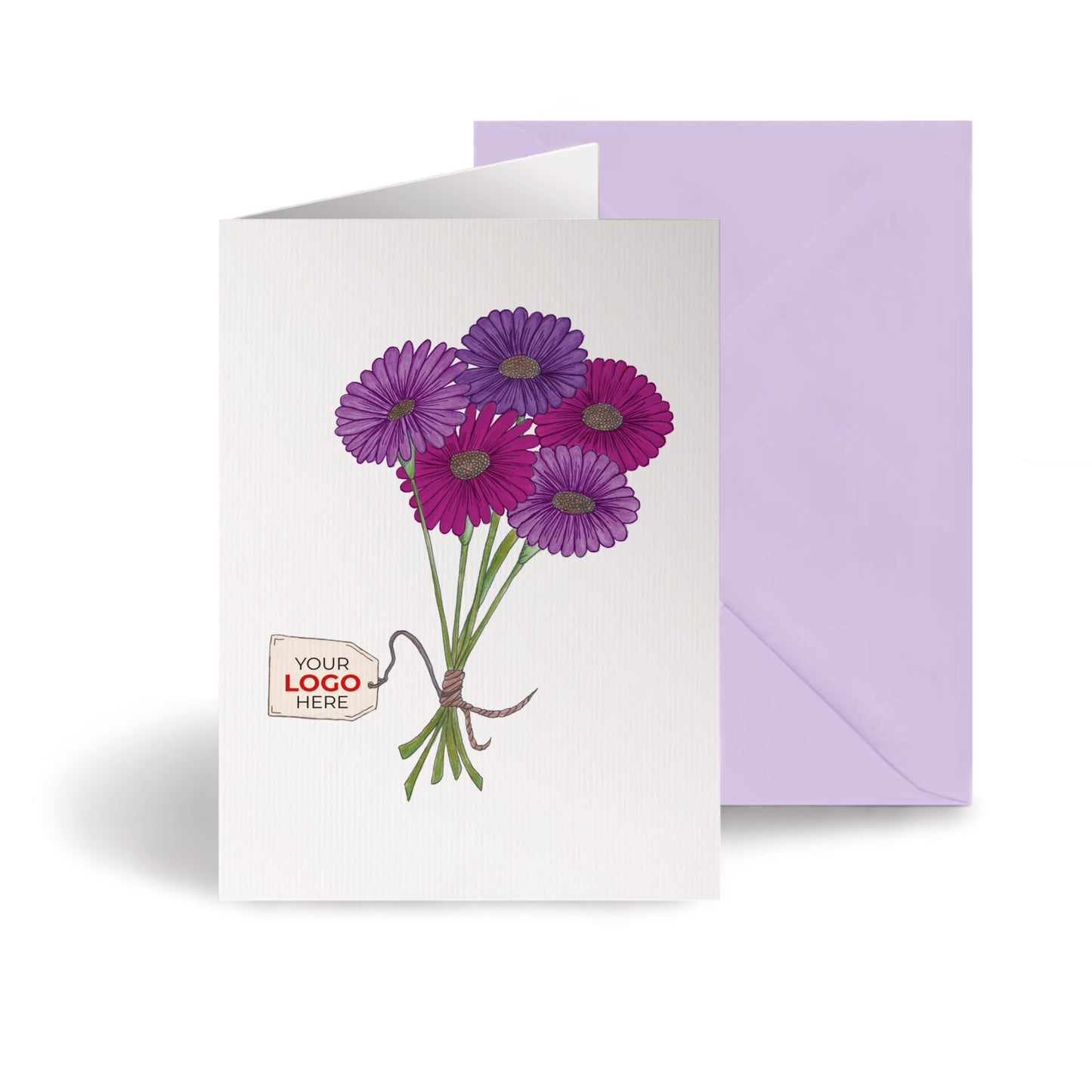 ‘Bunch of Flowers’ Personalised Corporate Branded Open Greeting Cards image 0