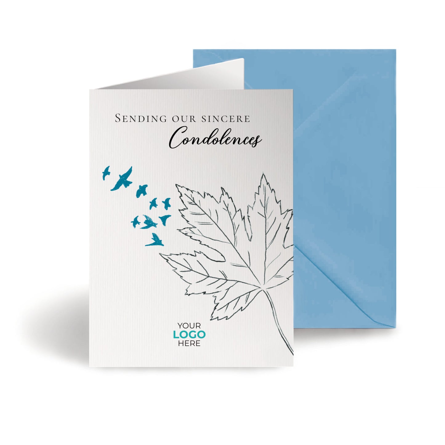 ‘Flying Leaf’ Personalised Corporate Branded Sympathy Greeting Cards image 0