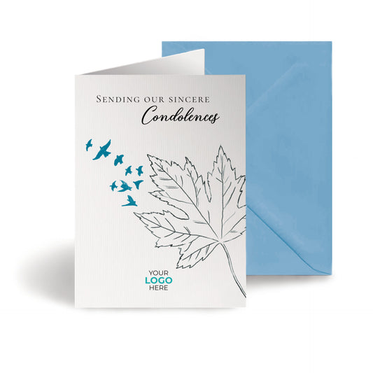‘Flying Leaf’ Personalised Corporate Branded Sympathy Greeting Cards image 0