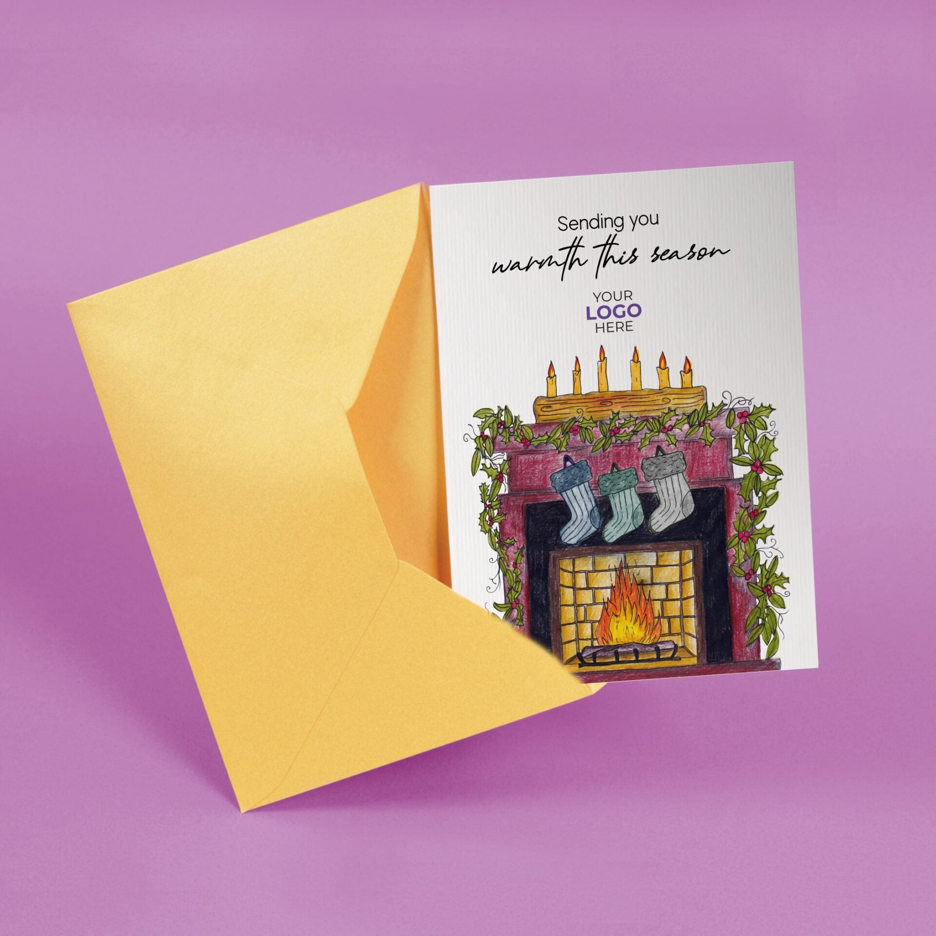 Fireplace'  Customised Corporate Christmas Cards image 2