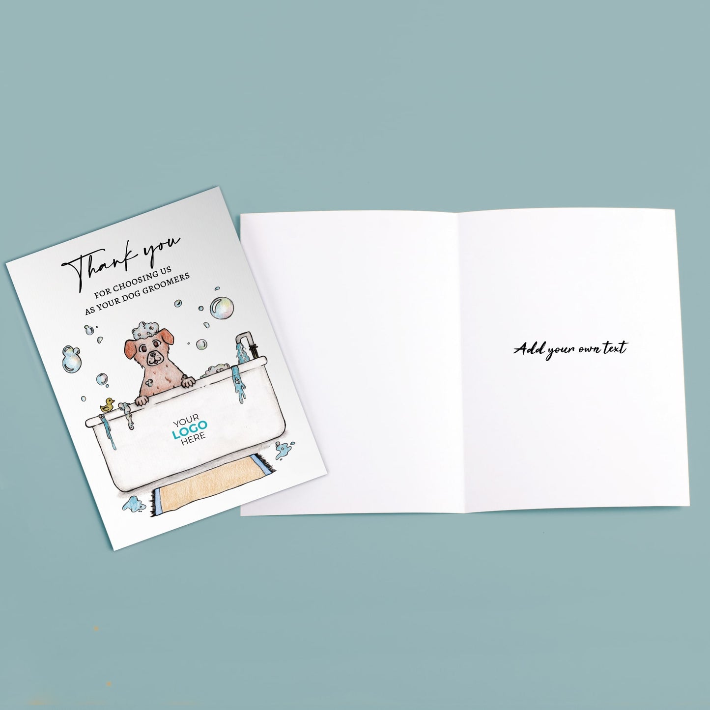 ‘Dog In Bath’ Personalised Corporate Branded All Things Dogs Greeting Cards image 2