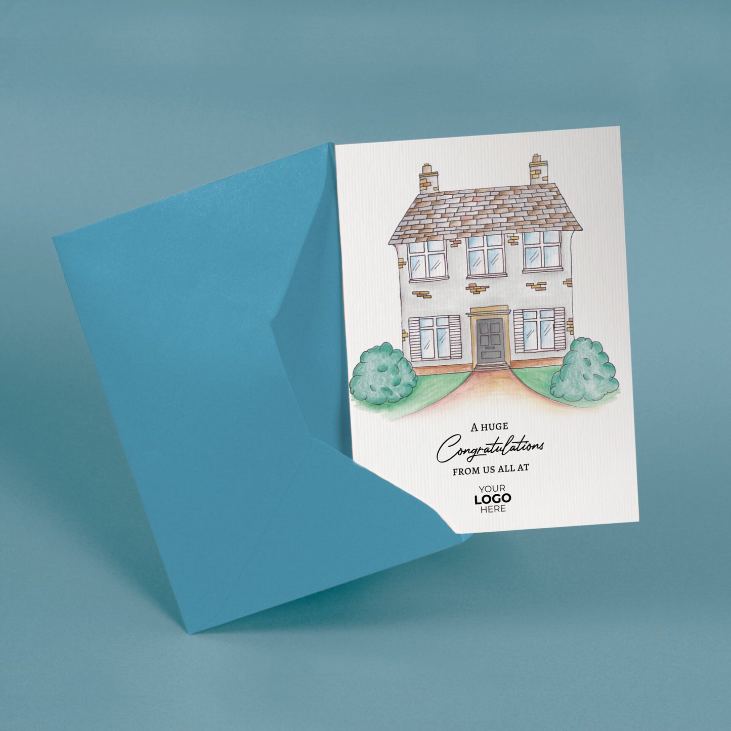 Brick Roof House' Personalised Corporate Branded Property Greeting Cards image 2