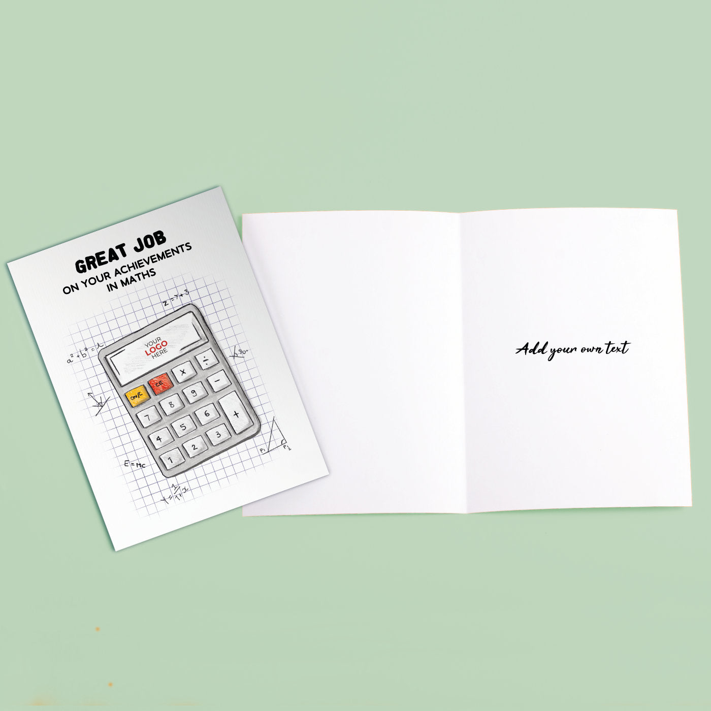 ‘Calculator’ Personalised Corporate Branded Education Greeting Cards image 3