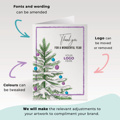 ‘Christmas Tree & Baubles' Personalised Company Christmas Cards image 2