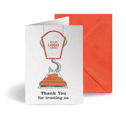 Crane Lifting Bricks’ Personalised Corporate Branded Trades People Greeting Cards image 0