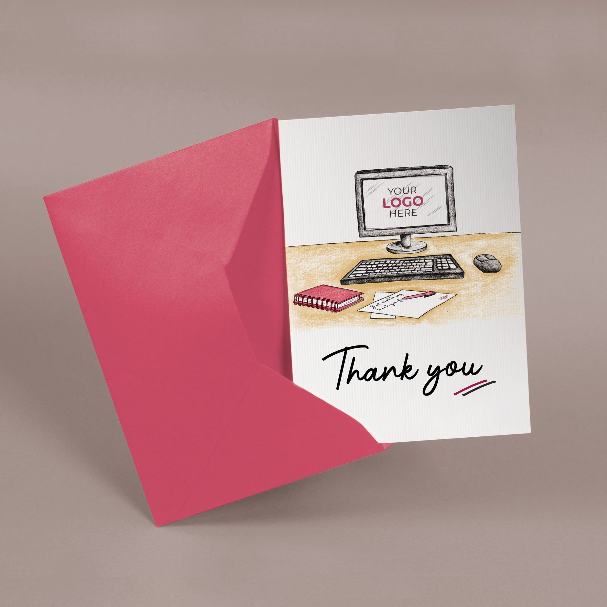 ‘Computer Desk’ Personalised Corporate Branded Financial Greeting Cards image 2