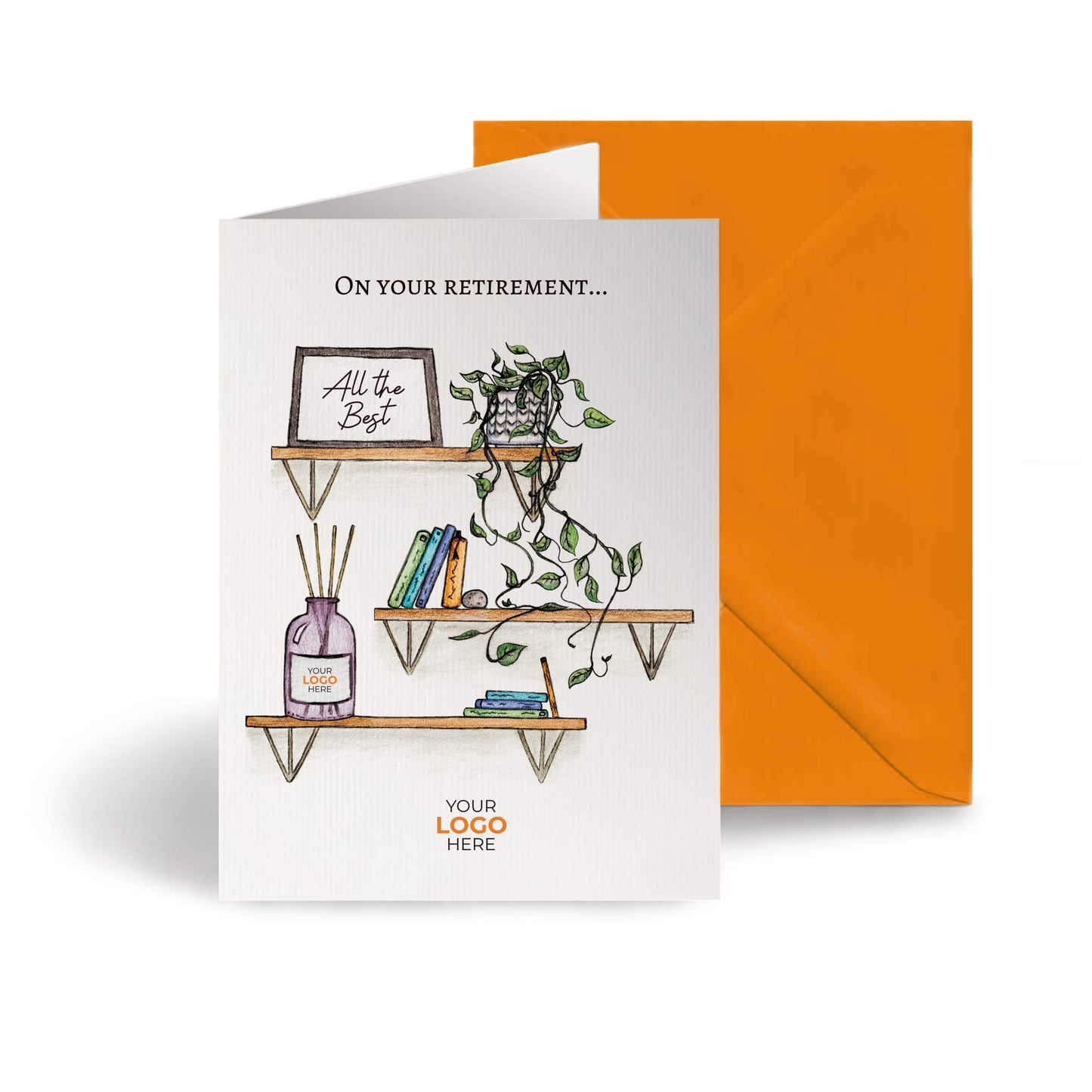‘Shelves’ Personalised Corporate Branded Retirement Greeting Cards image 0