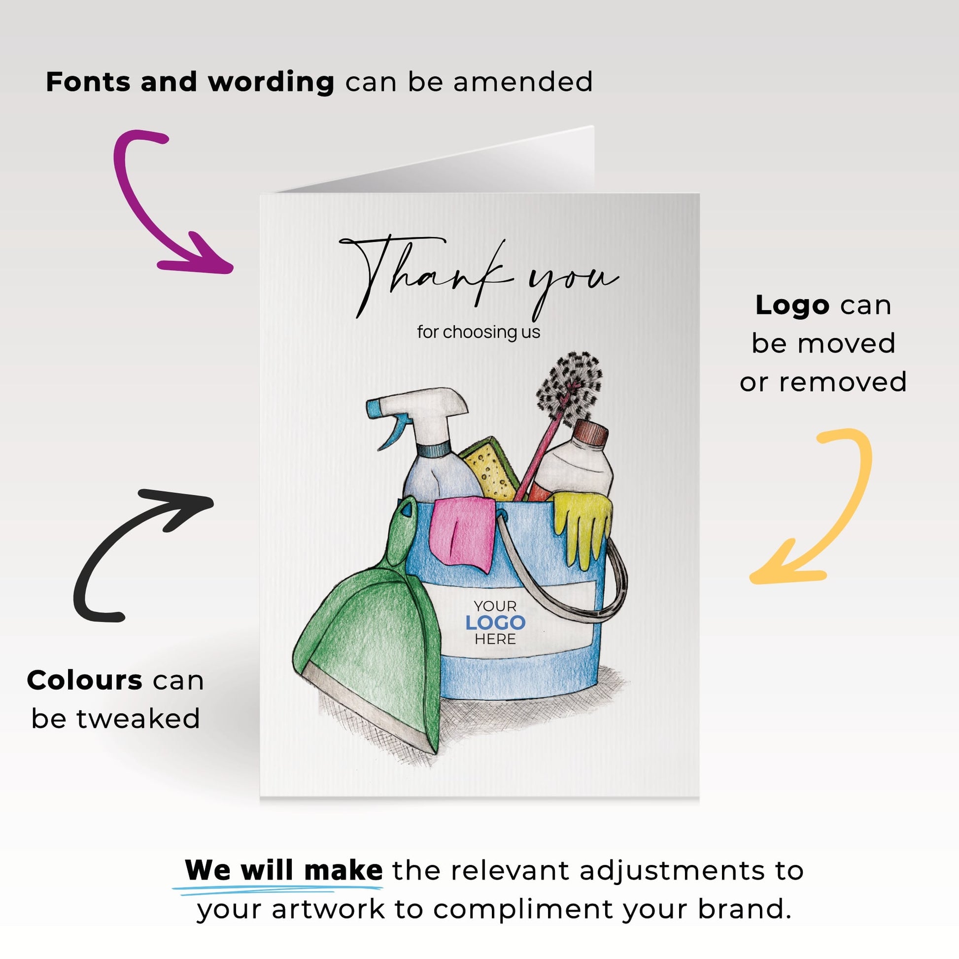 ‘Cleaning Bucket’ Personalised Corporate Branded Cleaning Industry Greeting Cards image 1