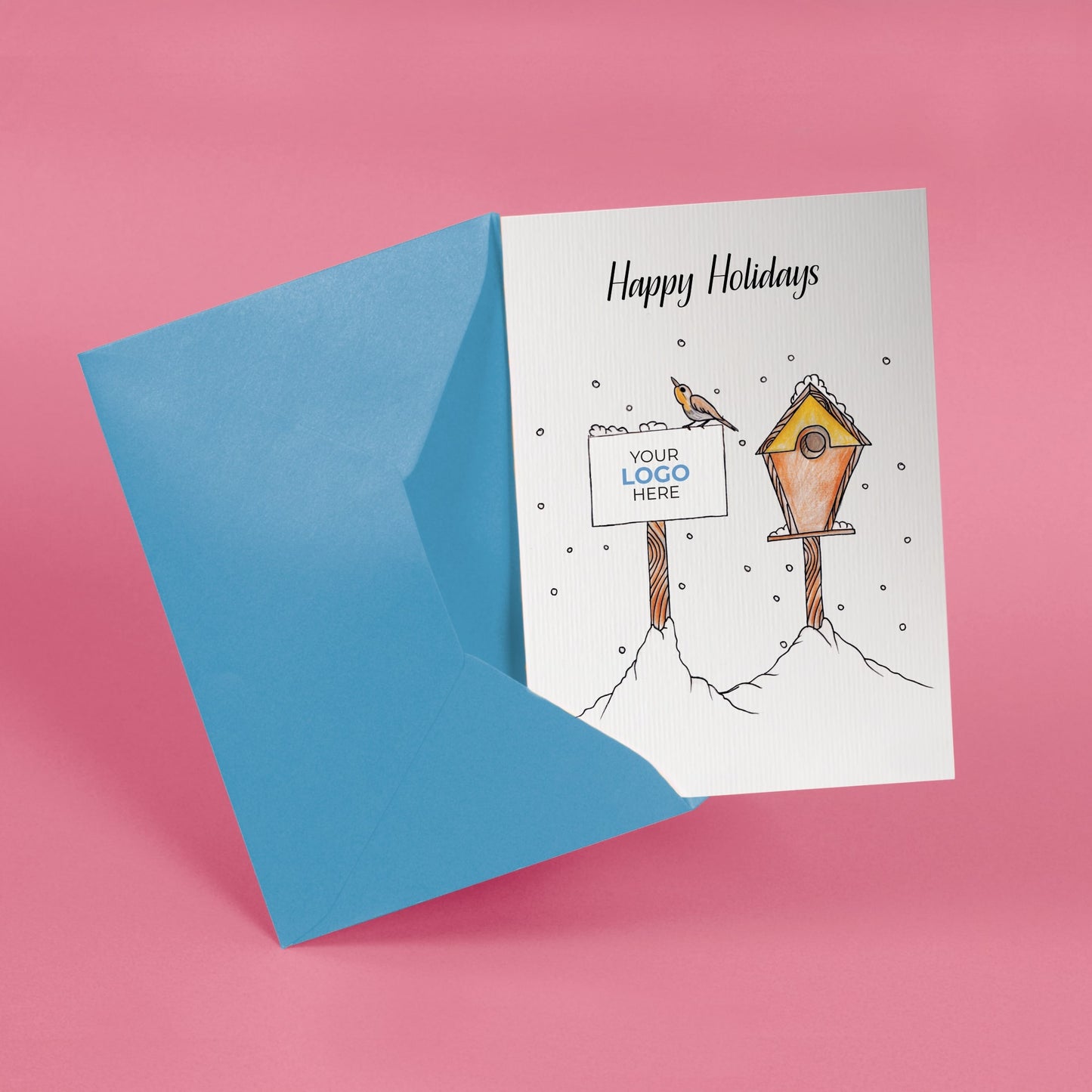 ‘Birds on Post’ Personalised Corporate Branded Property Greeting Cards image 2