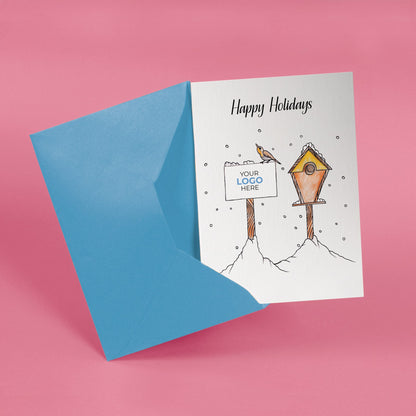 ‘Birds on Post’ Personalised Corporate Branded Property Greeting Cards image 2