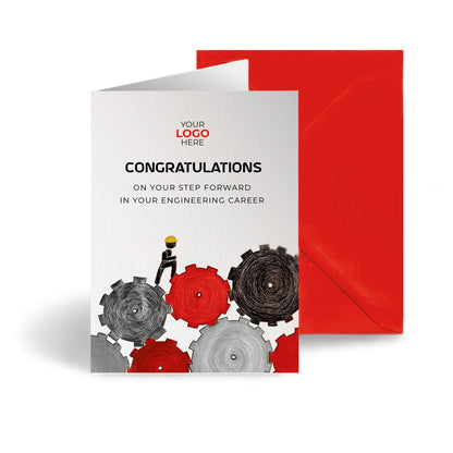 ‘Climbing Cogs’ Personalised Corporate Branded New Job Greeting Cards image 0