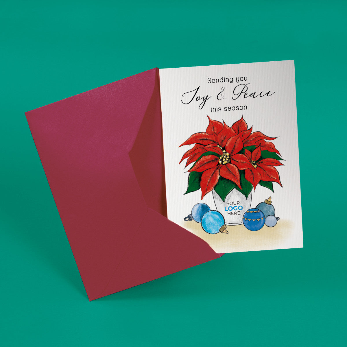 ‘Christmas Poinsettia’ Branded Christmas Cards image 1