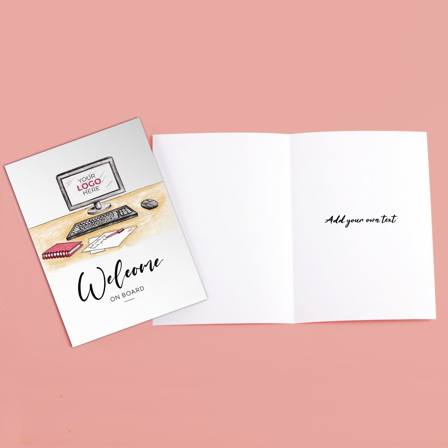 ‘Computer Desk’ Personalised Corporate Branded Welcome Greeting Cards image 3