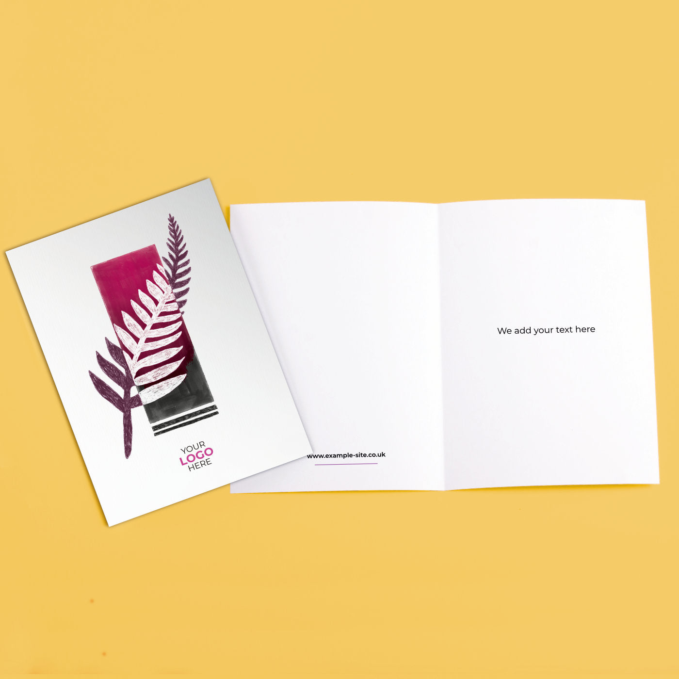 ‘Single Leaf' Personalised Corporate Branded Floral Greeting Cards image 3