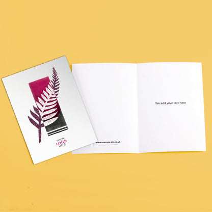 ‘Single Leaf' Personalised Corporate Branded Floral Greeting Cards image 3