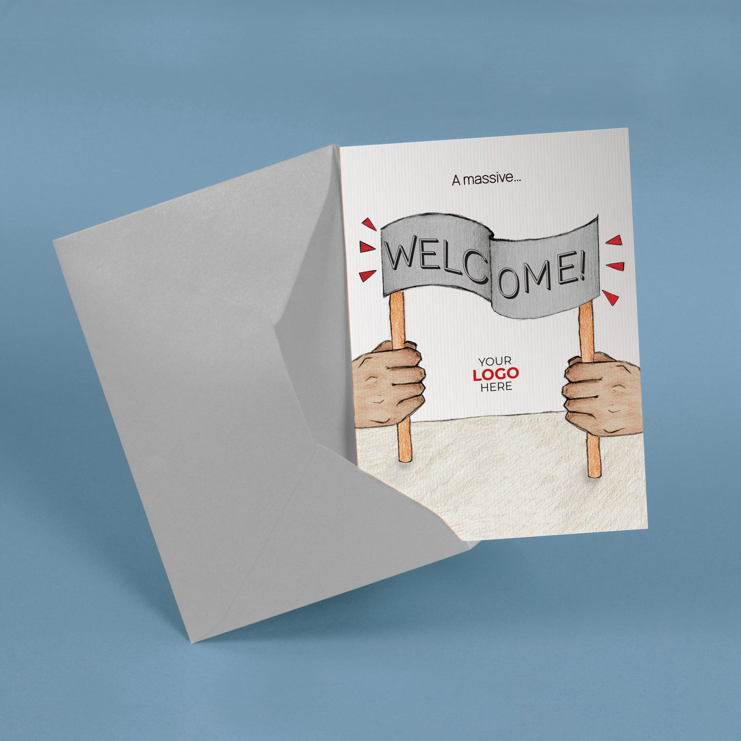 ‘Hand Banner’ Personalised Corporate Branded Welcome Greeting Cards image 2