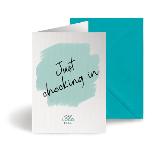 ‘Coloured Swipe’ Personalised Corporate Branded Checking In Greeting Cards image 0